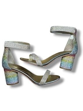 Jeffrey Campbell Laura Pastel Multi Crystal Block Heel Ankle Strap Shoes (8.5)